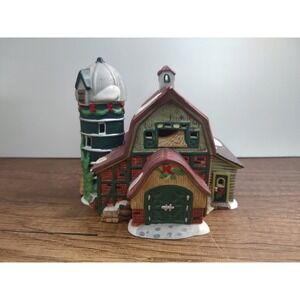 Vintage 1998 O'Well Ceramic Lighted Christmas Barn Silo Christmas Village Decor